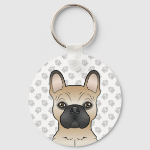 Fawn med svart mask fransk bulldog hund & tassar nyckelring