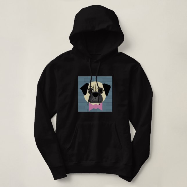 Fawn Mops, Rosa Smokning, Blå Tegel T Shirt (Design framsida)