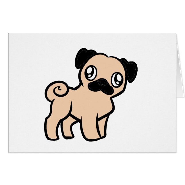 fawn mops tecknad bild.png hälsningskort (Framsidan Horizontal)