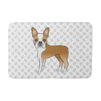 Fawn och vit Boston Terrier-serietecknad hund & ta
