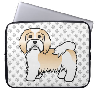 Fawn Och Vit Havanesiska Söt Tecknad Hund Laptop Fodral