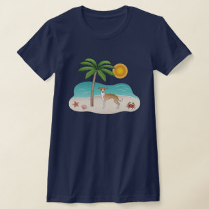 Fawn Och Vit Iggy Hund På En Tropisk Sommarstrand T Shirt