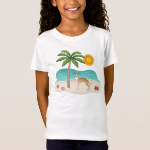 Fawn Och Vit Iggy Hund På En Tropisk Sommarstrand T Shirt
