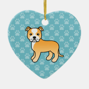 Fawn och vit Staffordshire Bull Terrier hund Julgransprydnad Keramik