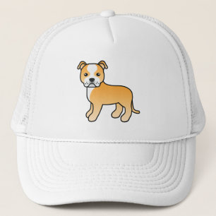 Fawn Och Vit Staffordshire Bull Terrier Hund Keps