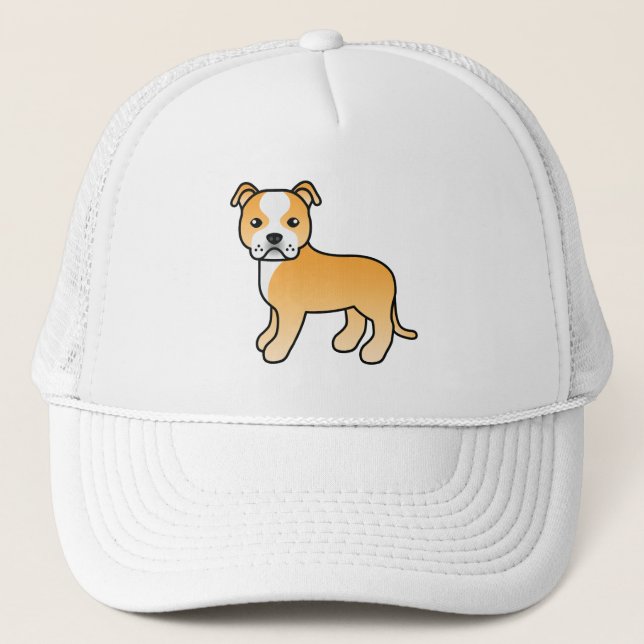 Fawn Och Vit Staffordshire Bull Terrier Hund Keps (Framsida)
