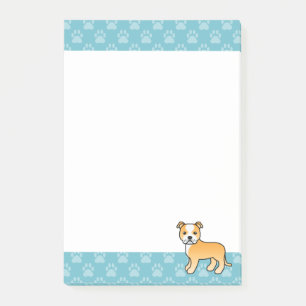 Fawn Och Vit Staffordshire Bull Terrier Hund Post-it Block