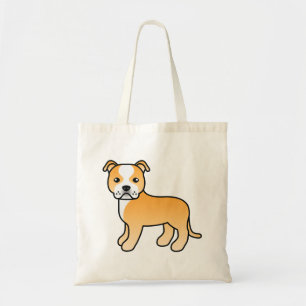 Fawn Och Vit Staffordshire Bull Terrier Hund Tygkasse
