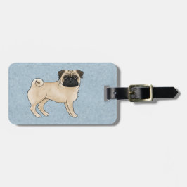 Fawn pälsfärgad Mops Pug Hundras Design Blå Bagagebricka