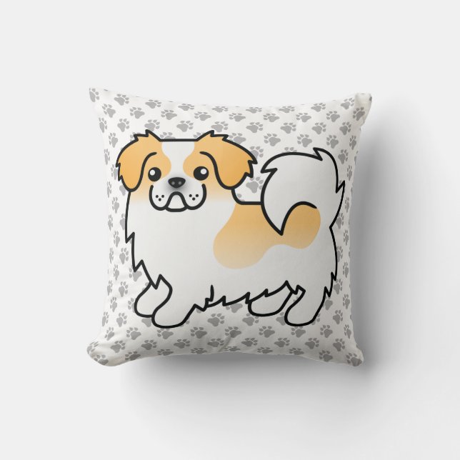 Fawn Parti-Color Tibetansk Spaniel Söt Hund & Tass Kudde (Framsida)