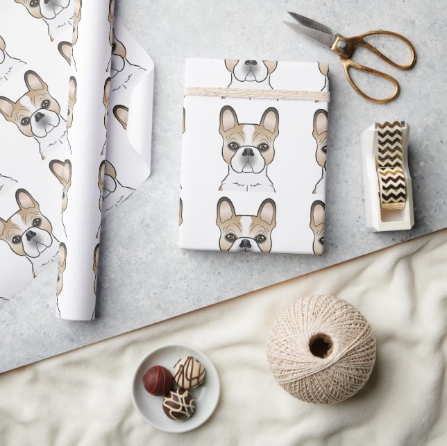 Fawn Pied Fransk Bulldog Frenchie Söt Hund Mönster Presentpapper (Hantverk)