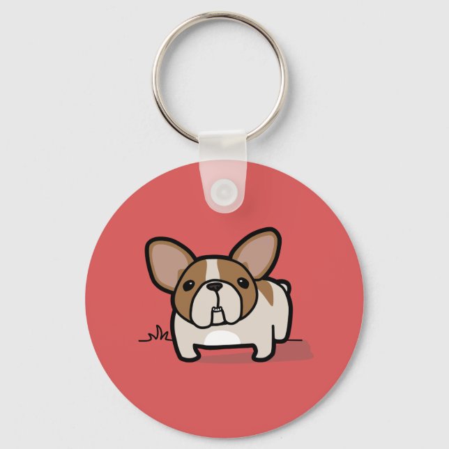 Fawn Pied Frenchie Nyckelring (Framsida)
