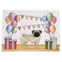 Fawn Pug Hund Colorful Pastel Birthday Balloations