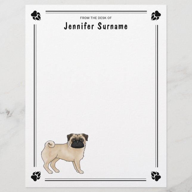 Fawn Pug Hund Cute Mops Hund aveln Design Brevhuvud (Framsida)