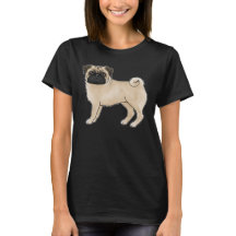Fawn Pug Hund Cute Tecknad Illustration