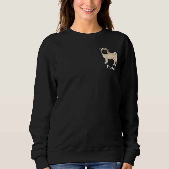 Fawn Pug Mops Hundrasdesign Med Anpassad Text T Shirt (Framsida)