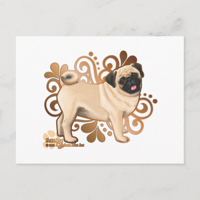 Fawn Pug Vykort (Framsida)