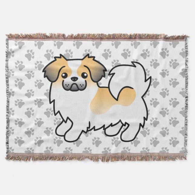 Fawn Sable Parti-färgad Tibetansk Spaniel Söt Hund Filt (Framsidan)
