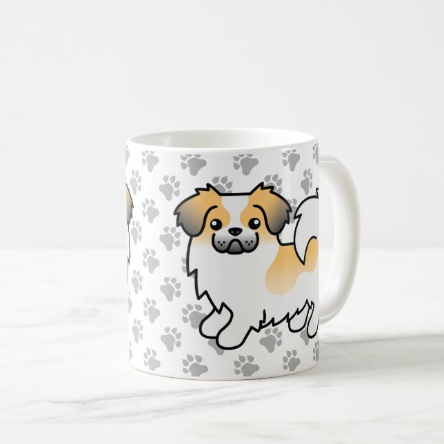 Fawn Sable Parti-färgad Tibetansk Spaniel Söt Hund Kaffemugg (Framsida höger)