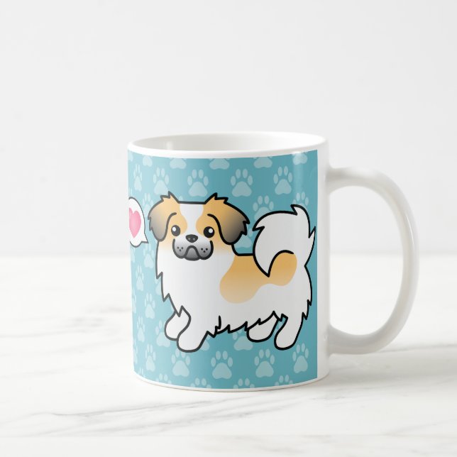 Fawn Sable Parti-färgad Tibetansk Spaniel Tecknad  Kaffemugg (Höger)