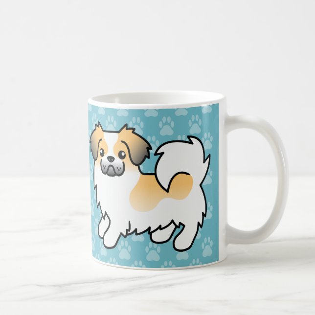 Fawn Sable Parti-färgad Tibetansk Spaniel Tecknad  Kaffemugg (Höger)