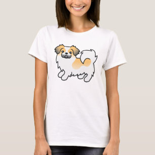 Fawn Sable Parti-färgad Tibetansk Spaniel Tecknad Tee