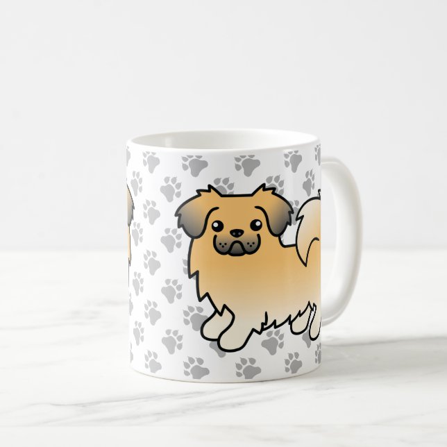 Fawn Sable Tibetansk Spaniel Söt Tecknad Hund Kaffemugg (Framsida höger)