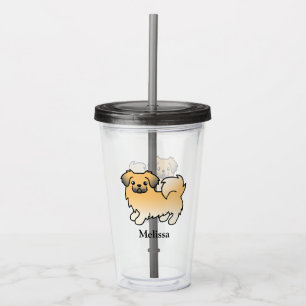 Fawn Sable Tibetansk Spaniel Söt Tecknad Hund & Na Take Away Mugg
