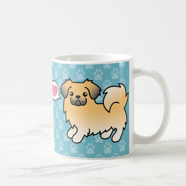 Fawn Sable Tibetansk Spaniel Tecknad Hund Kaffemugg (Höger)