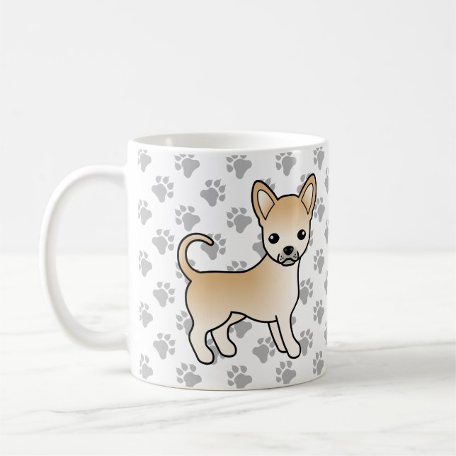 Fawn Smooth Coat Chihuahua Tecknad Hund & Tassar Kaffemugg (Vänster)