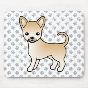 Fawn Smooth Coat Chihuahua Tecknad Hund & Tassar Musmatta
