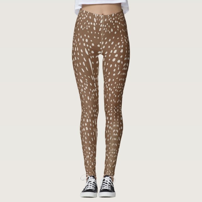 Fawn Spots Baby Hjort Animal Print Mönster Leggings (Framsida)