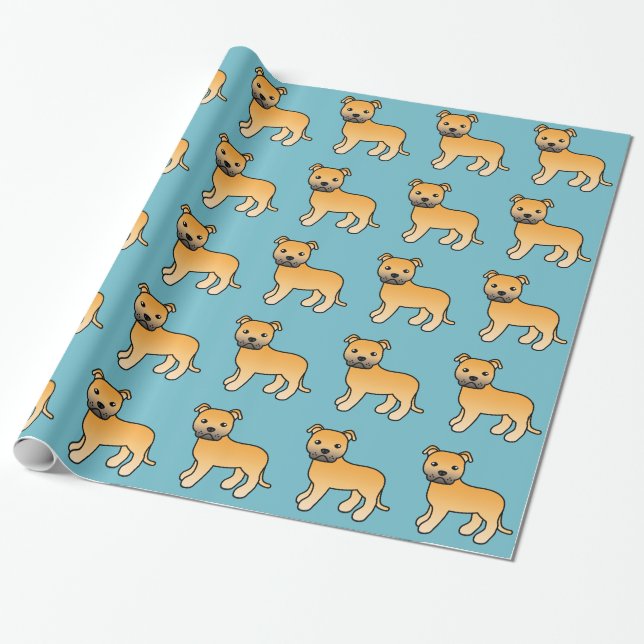 Fawn Staffordshire Bull Terrier Hundmönster Presentpapper (Utrullad)