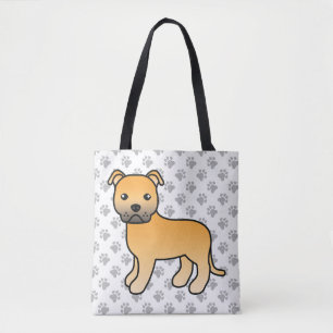 Fawn Staffordshire Bull Terrier Söt Tecknad Hund Tygkasse