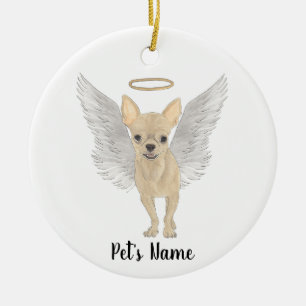 Fawn Tan Cream Chihuahua Sympati Minnesmärke Julgransprydnad Keramik