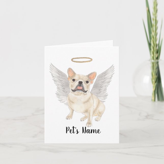 Fawn Tan Cream Frenchie Sympathy Memorial Kort (Framsida)