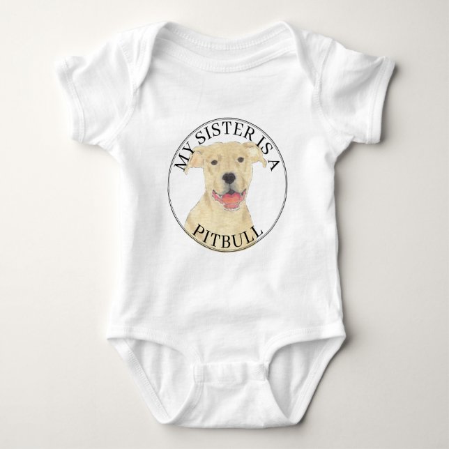 Fawn Tan Cream Pitbull Hund Big Sister T Shirt (Framsida)