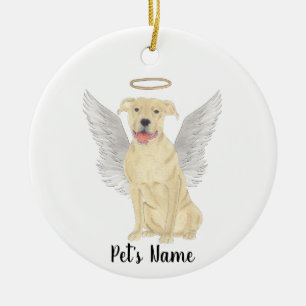 Fawn Tan Pitbull Staffy Sympathy Memorial Julgransprydnad Keramik