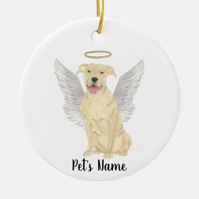 Fawn Tan Pitbull Staffy Sympati Minnesmärke Julgransprydnad Keramik (Framsidan)