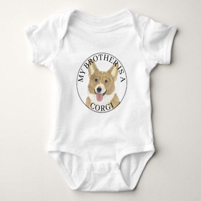 Fawn Tan Vit Corgi Hund Storebror T Shirt (Framsida)