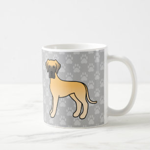 Fawn Tecknad Stor Dansk Hund På Grå Kaffemugg