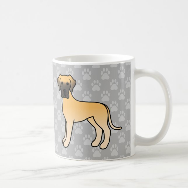 Fawn Tecknad Stor Dansk Hund På Grå Kaffemugg (Höger)