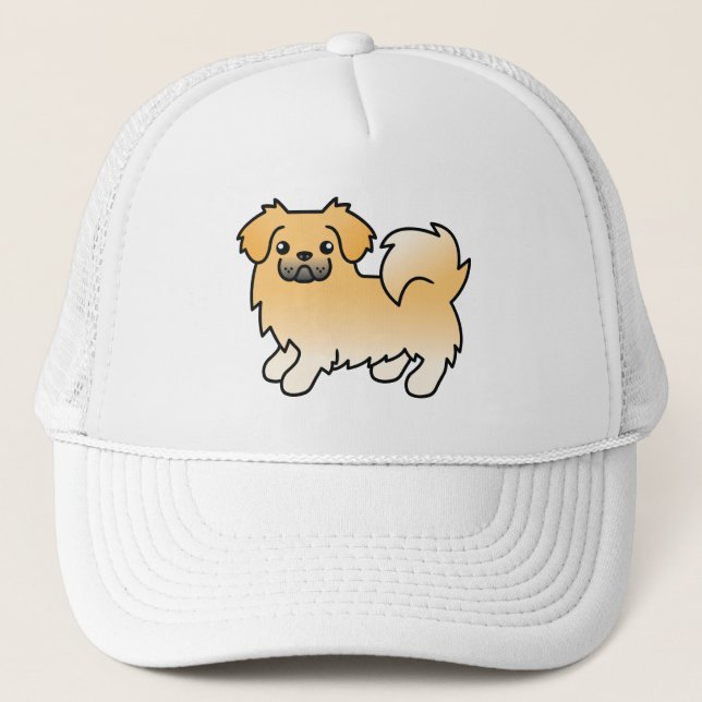 Fawn Tibetan Spaniel Söt Tecknad Hund Keps (Framsida)