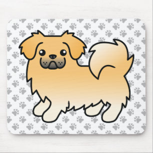 Fawn tibetansk spaniel söt tecknad hund & tassar musmatta