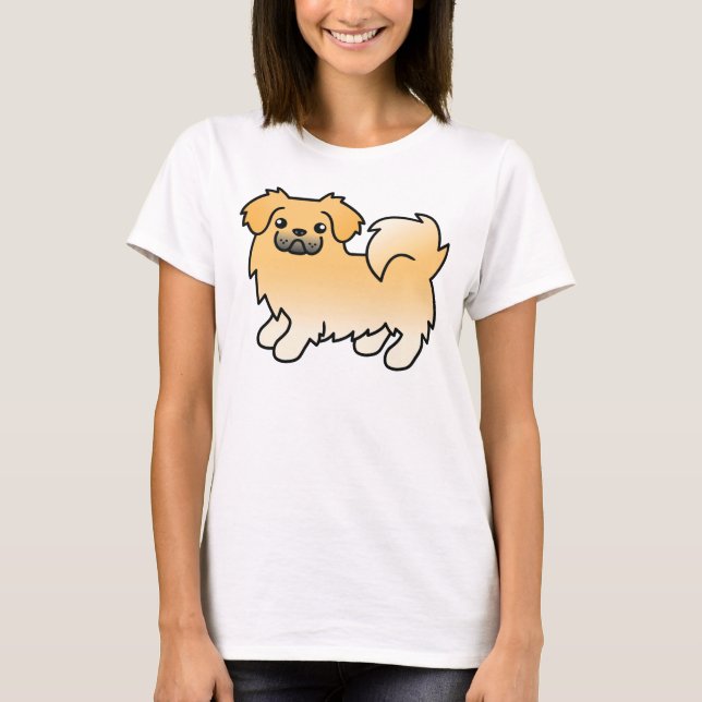 Fawn Tibetansk spanjor Cute Tecknad hund T Shirt (Framsida)