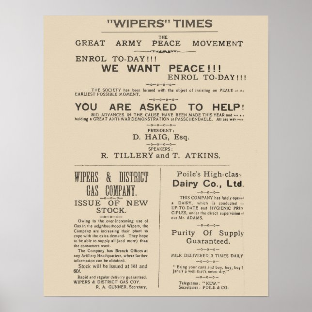 Faxsidor från Wipers Times 1917 Poster (Framsidan)