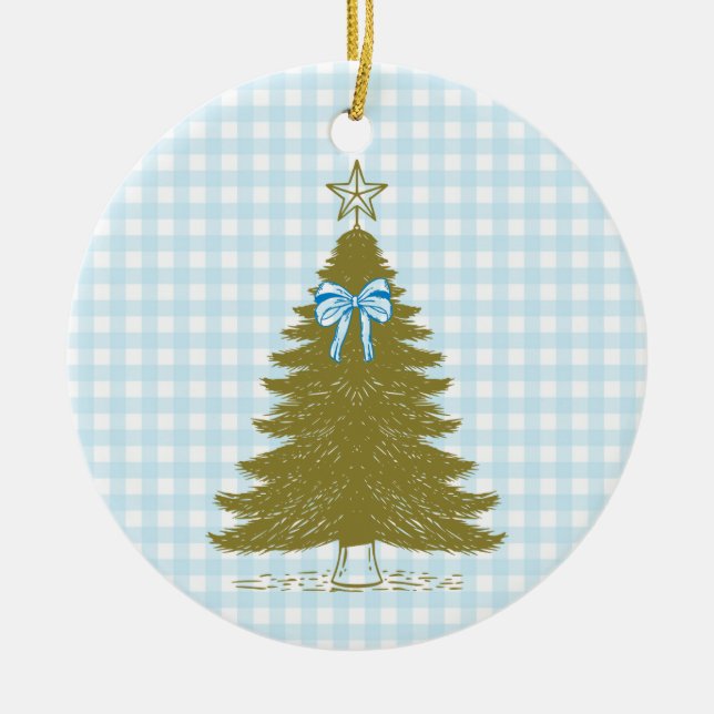 Faye and Lauren Blue Gingham Holiday Ornament (Framsidan)