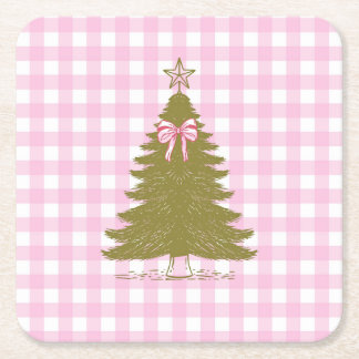 Faye and Lauren Pink Holiday Paper Coaster Underlägg Papper Kvadrat