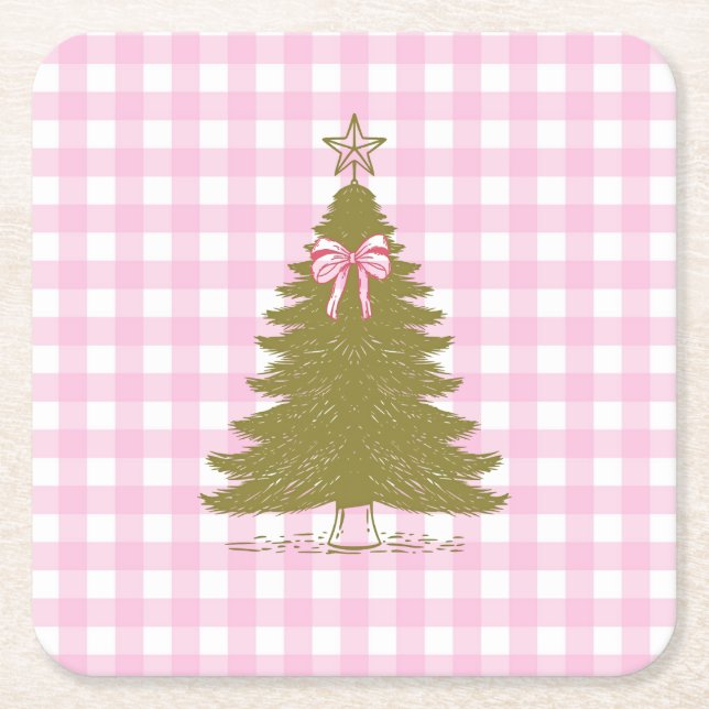 Faye and Lauren Pink Holiday Paper Coaster Underlägg Papper Kvadrat (Framsidan)