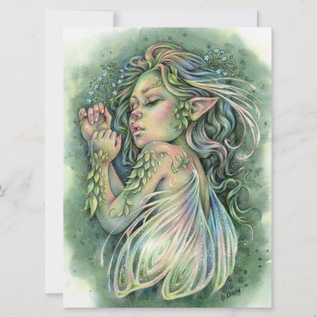 Faye Art Card Sömnig Cute Baby Forest Fairy Girl G (Framsida)
